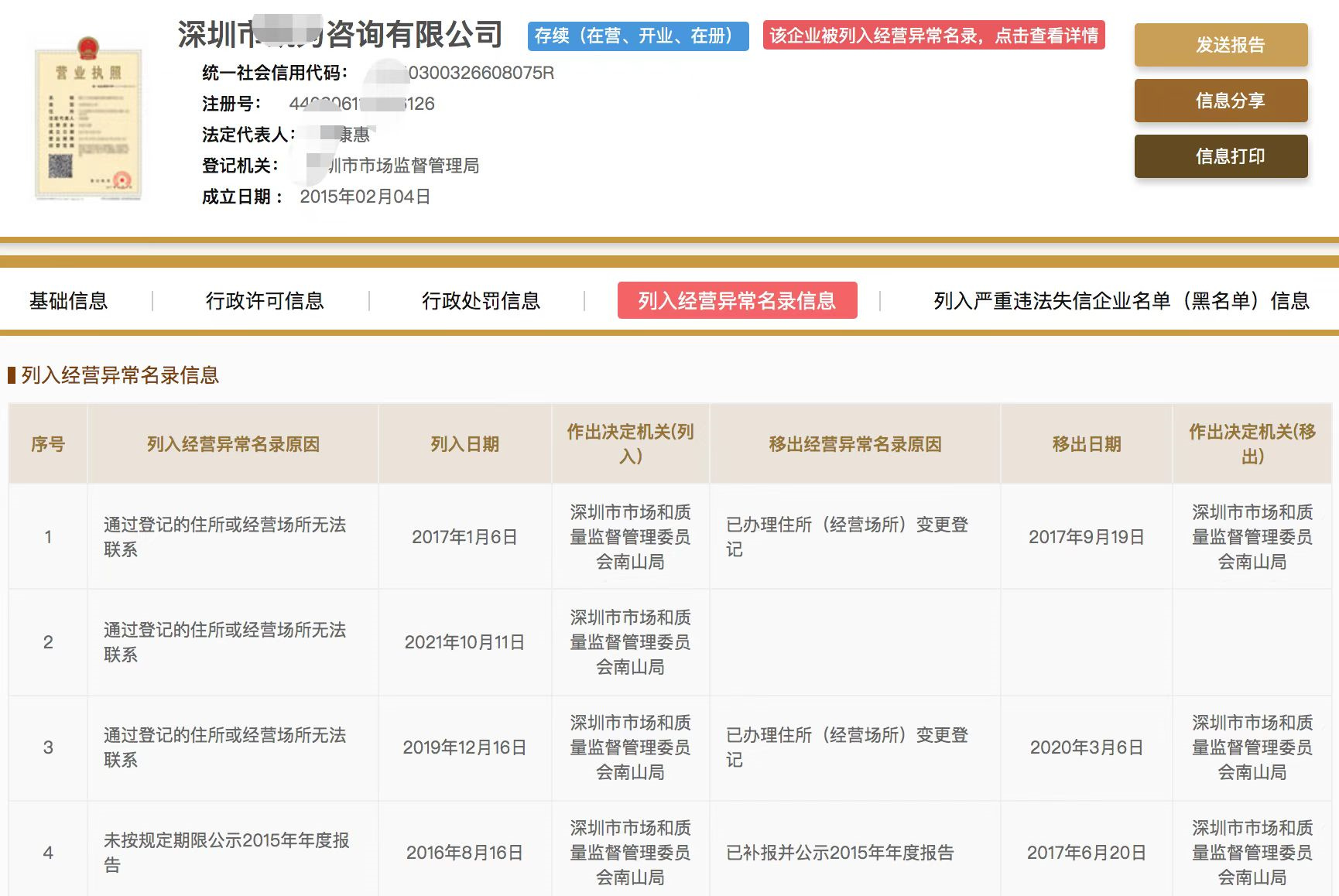 重庆企业经营异常记录消除